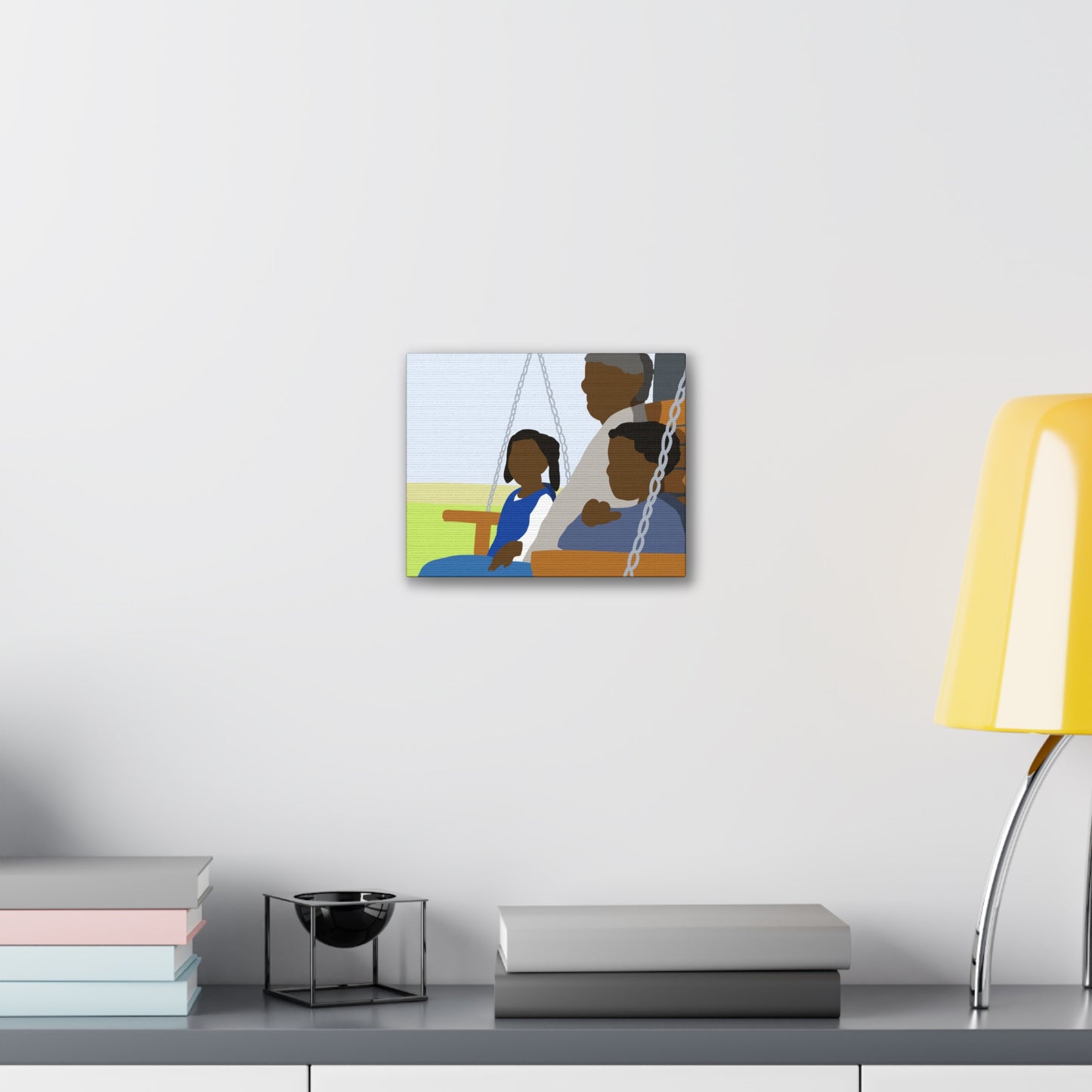 Haitian American Grandfather on Porch Swing Canvas Art — Family Love Wall Decor