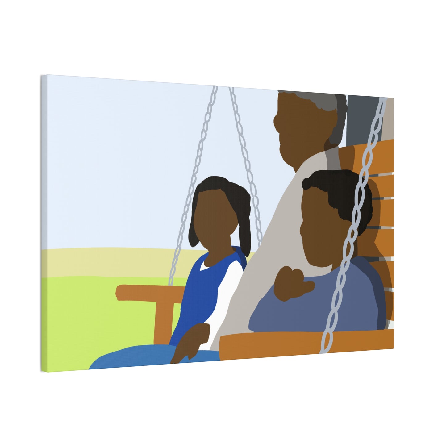 Haitian American Grandfather on Porch Swing Canvas Art — Family Love Wall Decor
