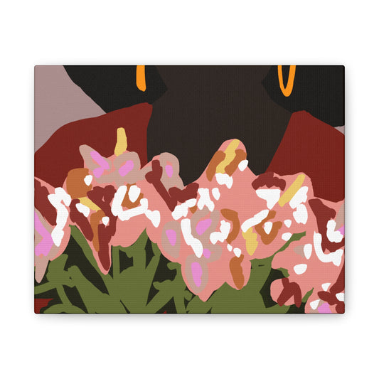 Floral Bouquet Haitian American Woman Canvas Print — Modern Minimalist Wall Art