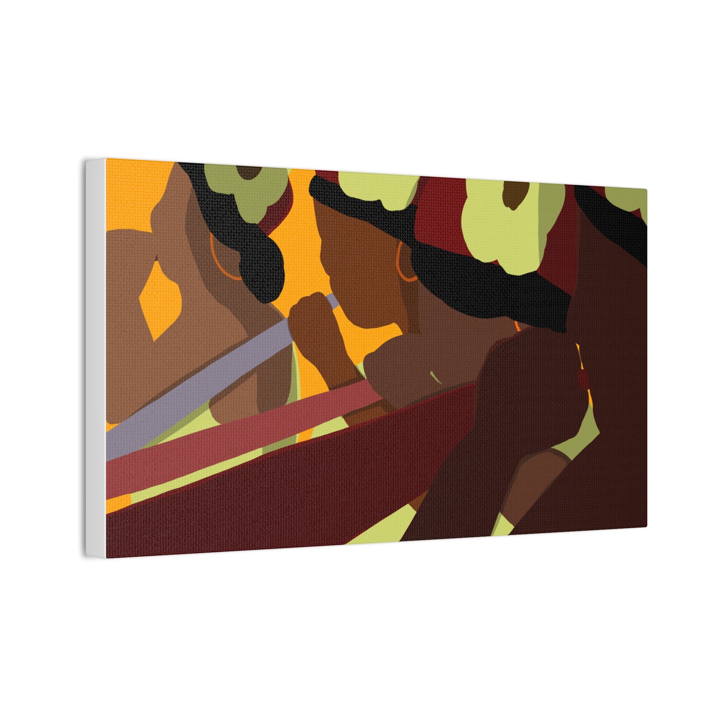 Stretched Canvas Art - Haitian American Floral-Headband Women Parade