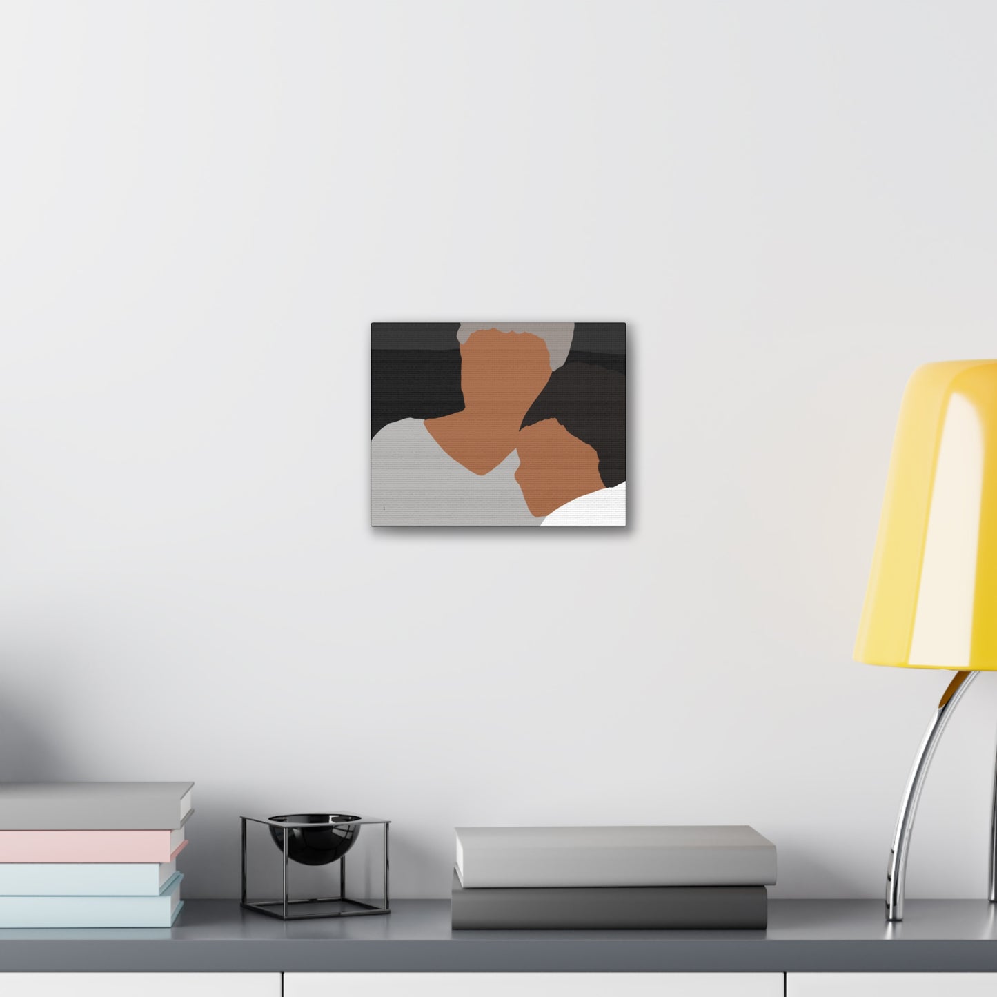 Abstract Haitian American Grandmother &Child Canvas Wall Art – Minimalist Family Portrait