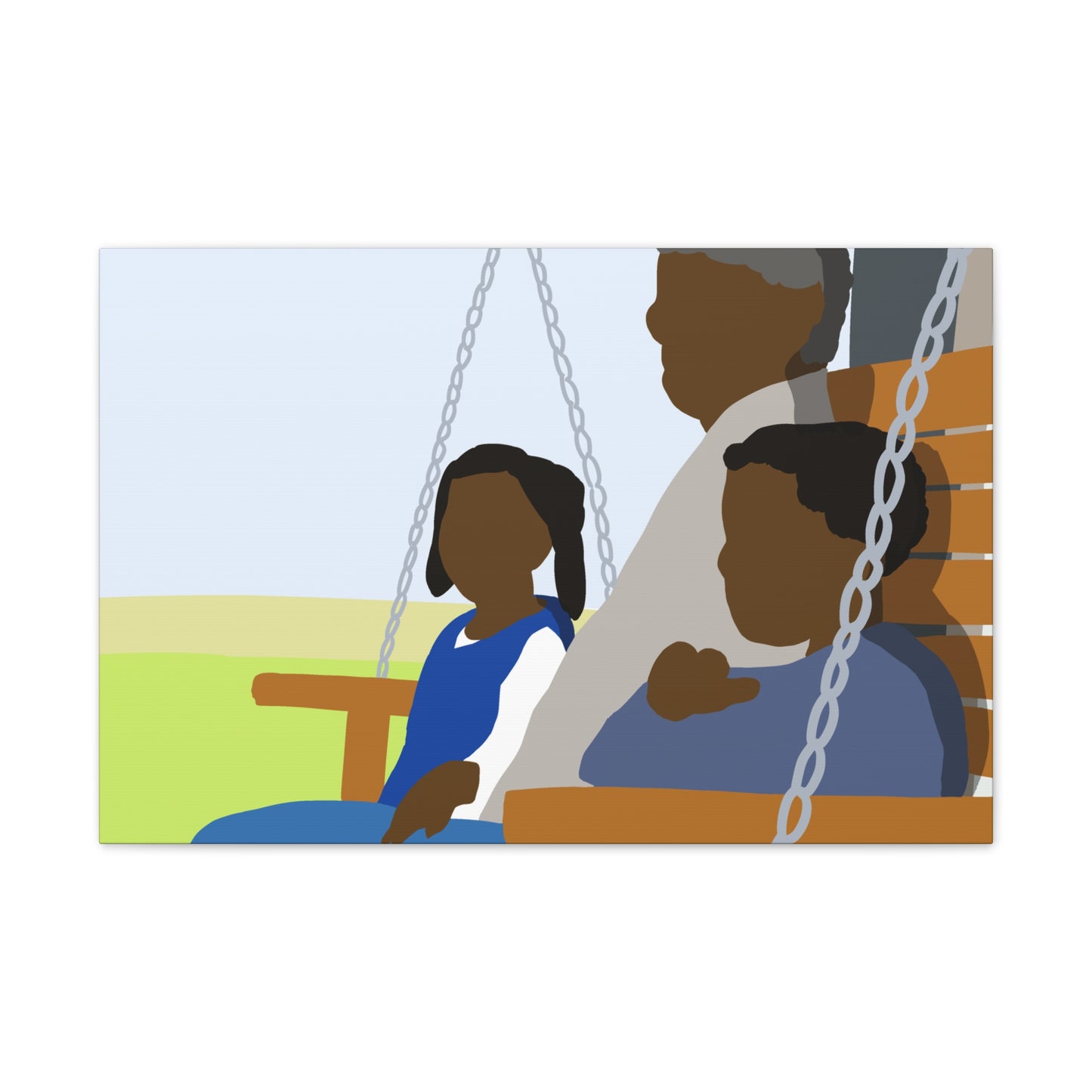 Haitian American Grandfather on Porch Swing Canvas Art — Family Love Wall Decor