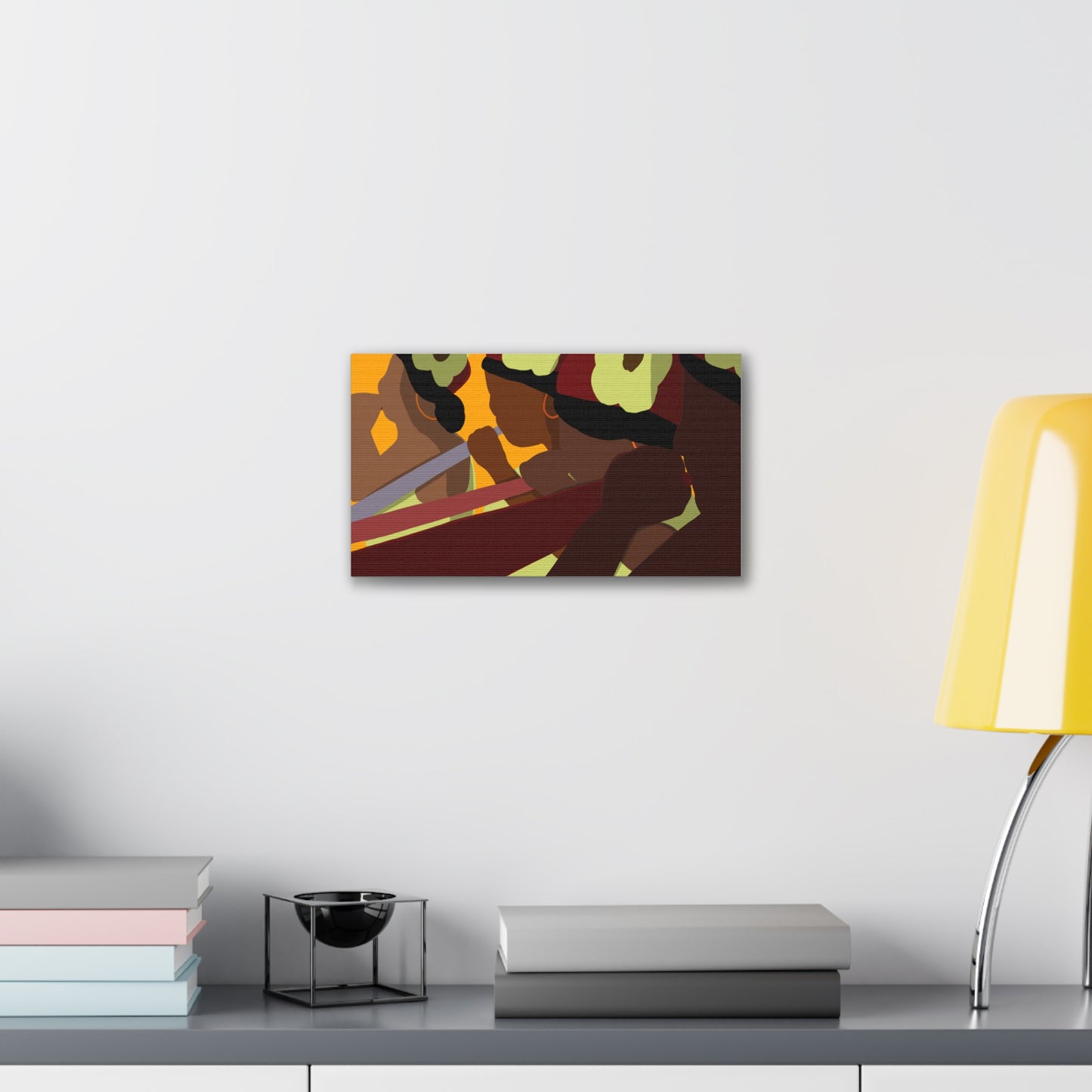 Stretched Canvas Art - Haitian American Floral-Headband Women Parade