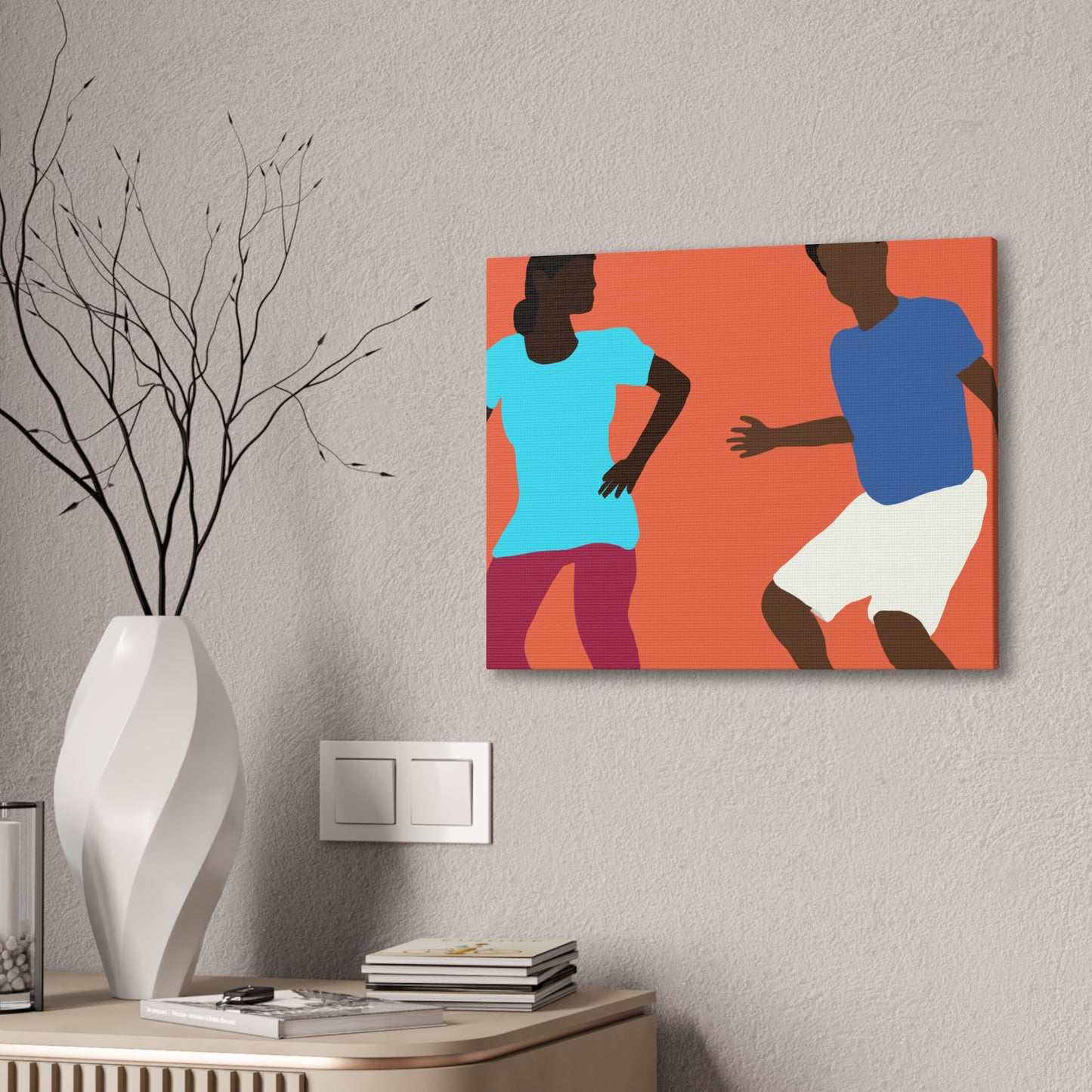 Haitian American Dance Silhouette Canvas Print — Vibrant Modern Wall Art