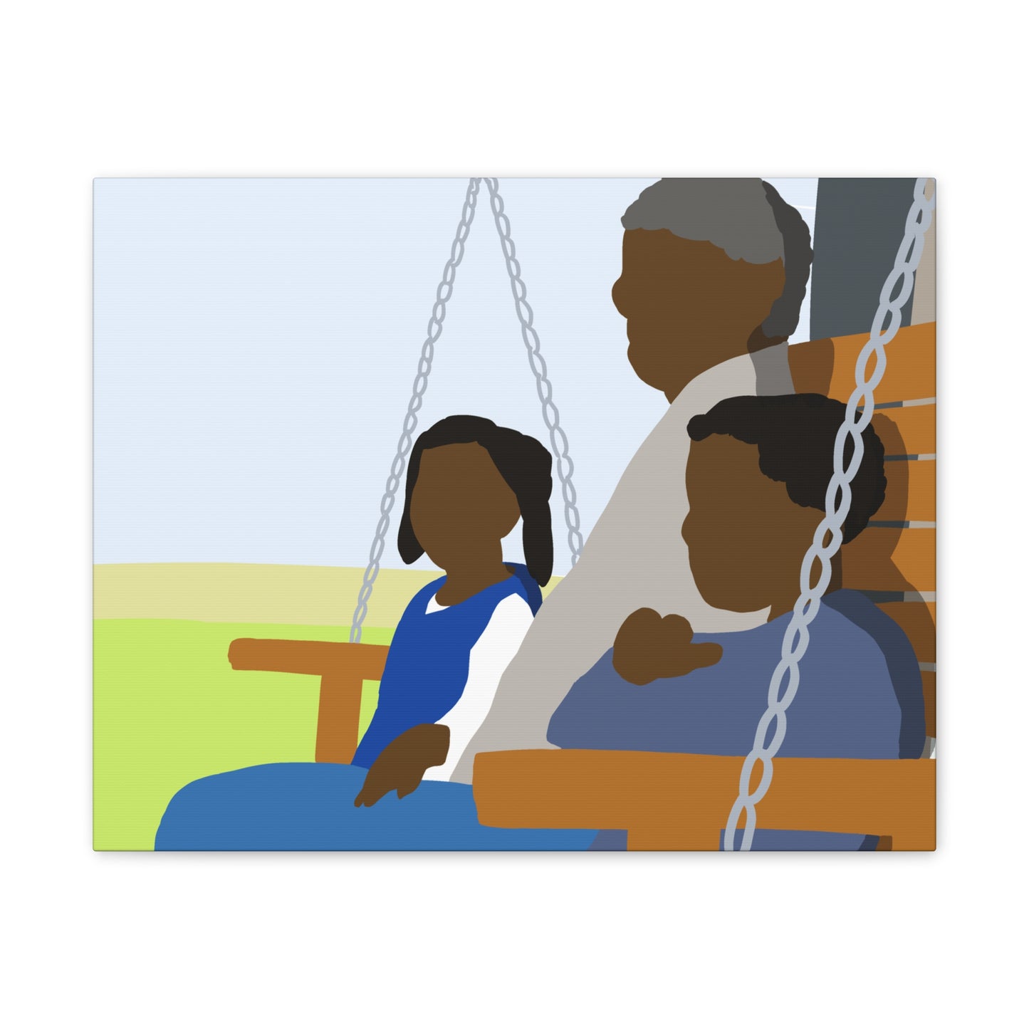 Haitian American Grandfather on Porch Swing Canvas Art — Family Love Wall Decor
