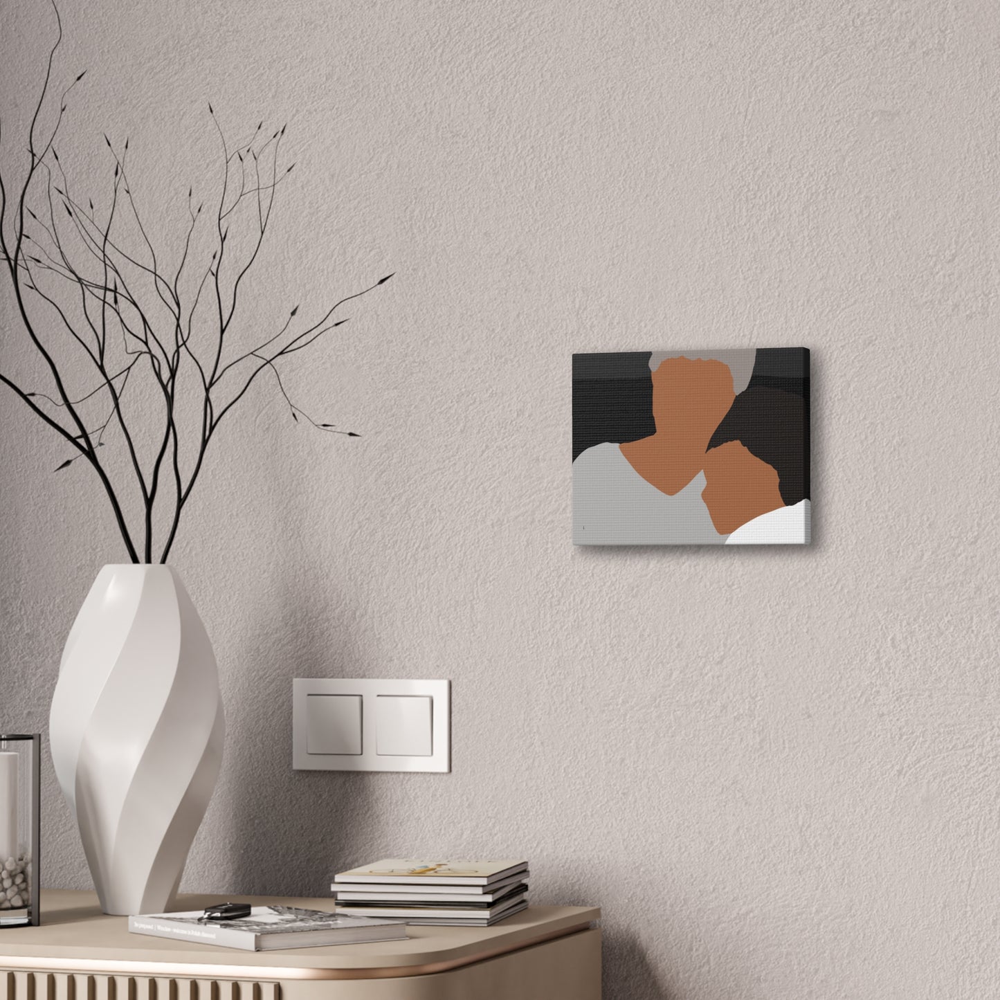 Abstract Haitian American Grandmother &Child Canvas Wall Art – Minimalist Family Portrait