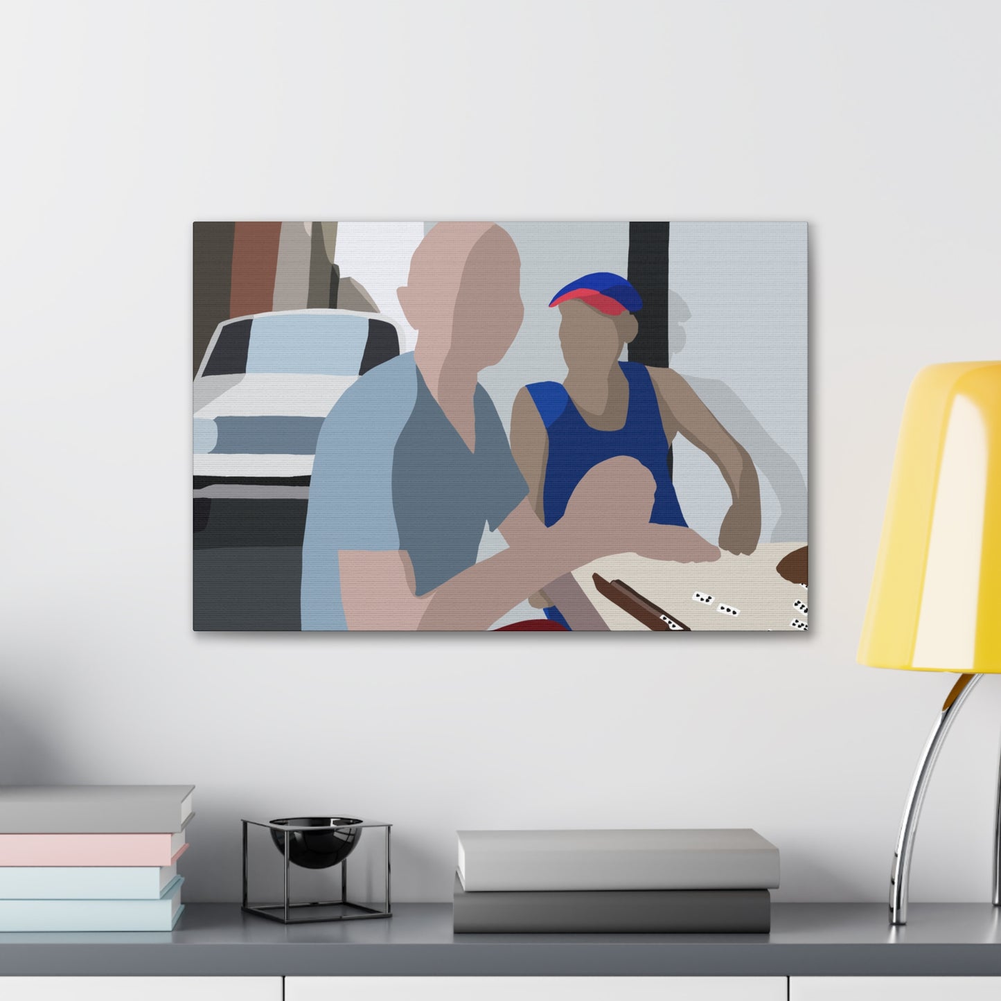 Haitian American Dominoes Canvas Print — Minimalist Street Scene Wall Art