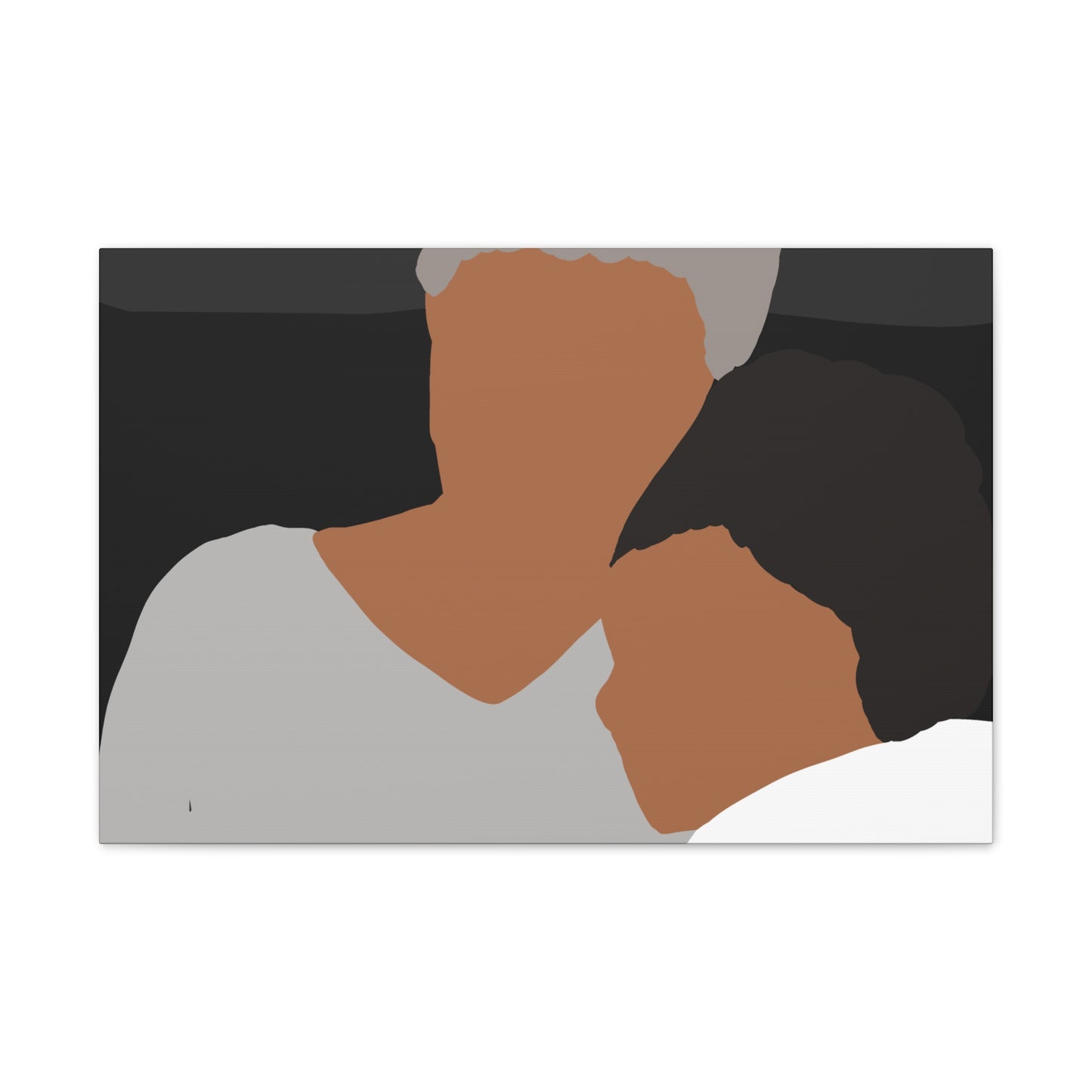 Abstract Haitian American Grandmother &Child Canvas Wall Art – Minimalist Family Portrait