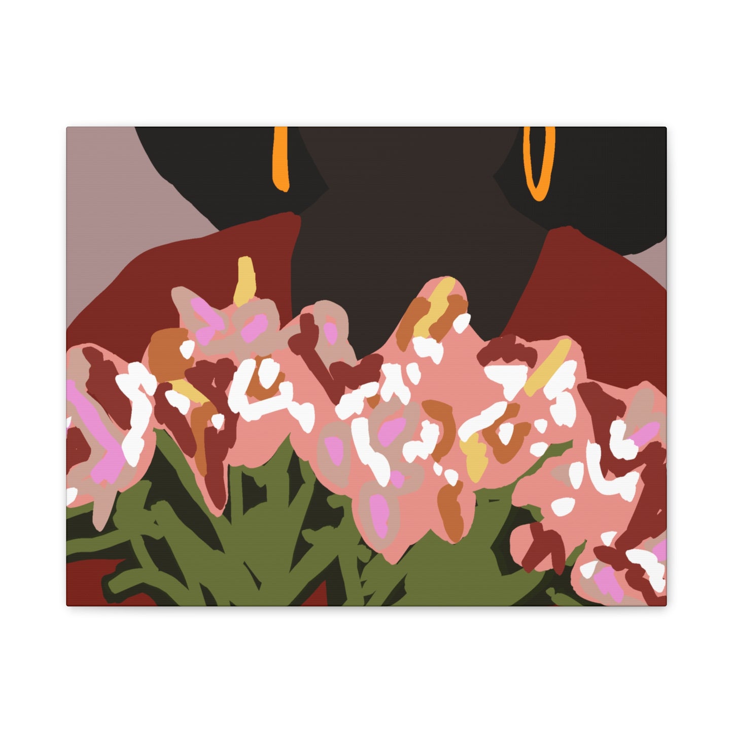 Floral Bouquet Haitian American Woman Canvas Print — Modern Minimalist Wall Art