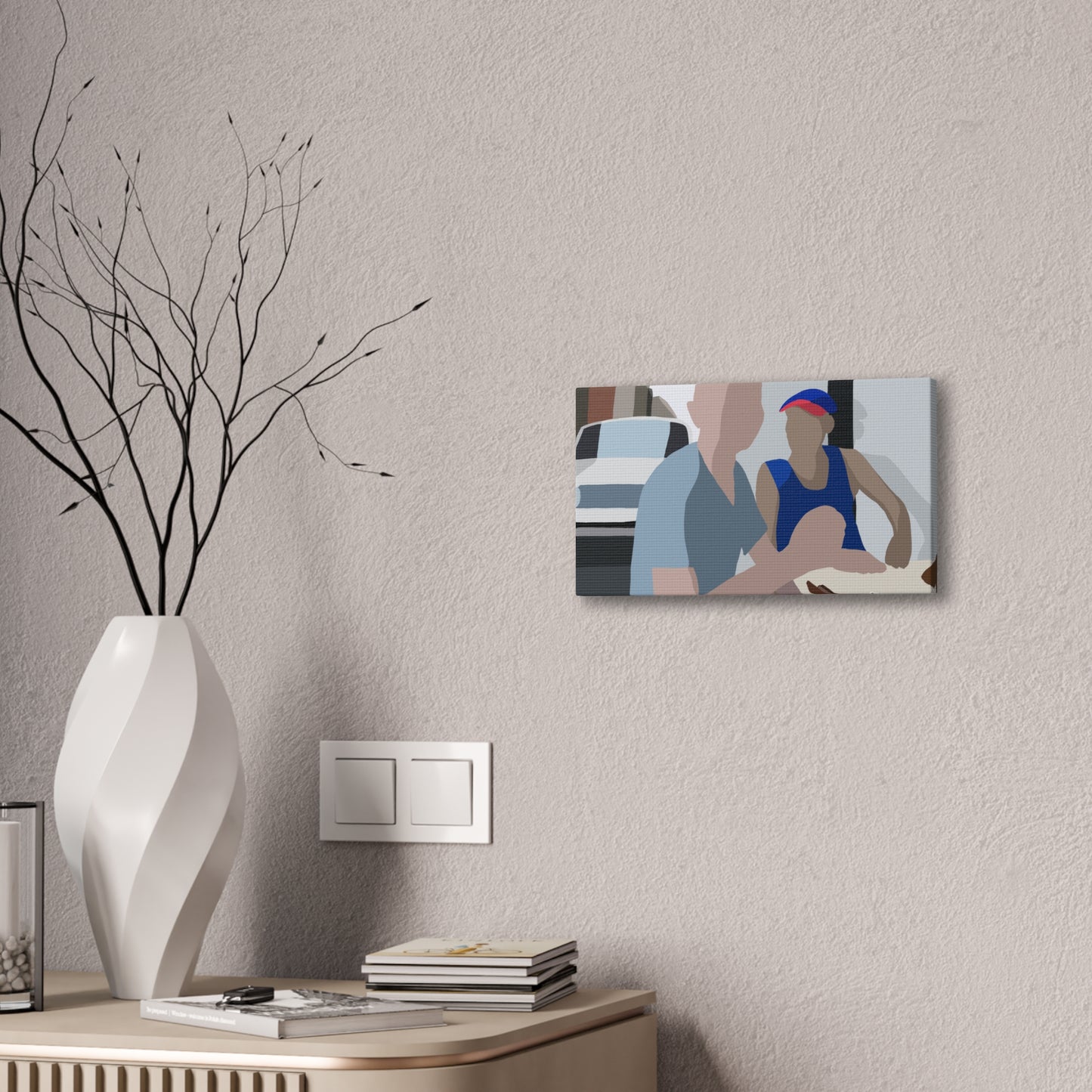 Haitian American Dominoes Canvas Print — Minimalist Street Scene Wall Art