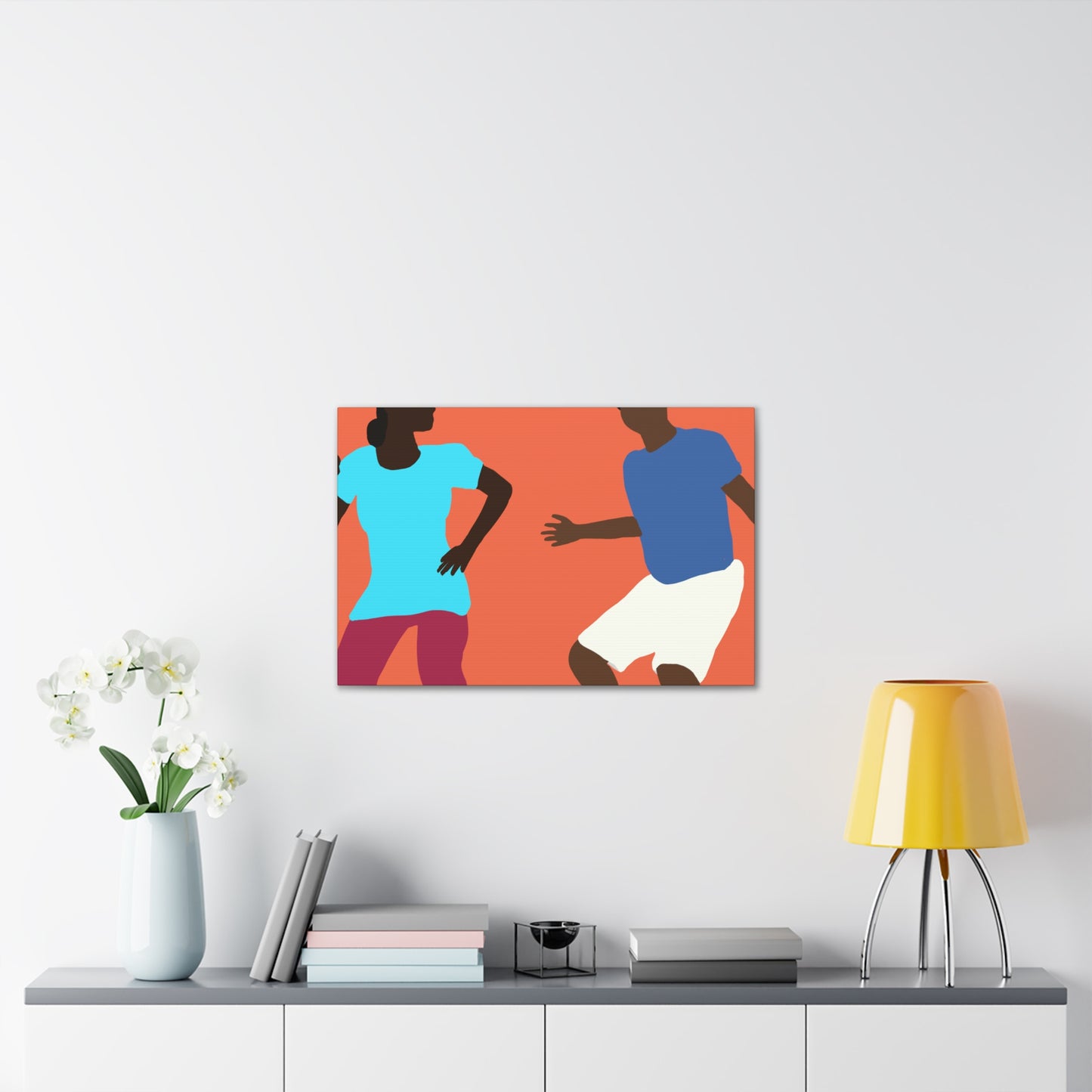 Haitian American Dance Silhouette Canvas Print — Vibrant Modern Wall Art