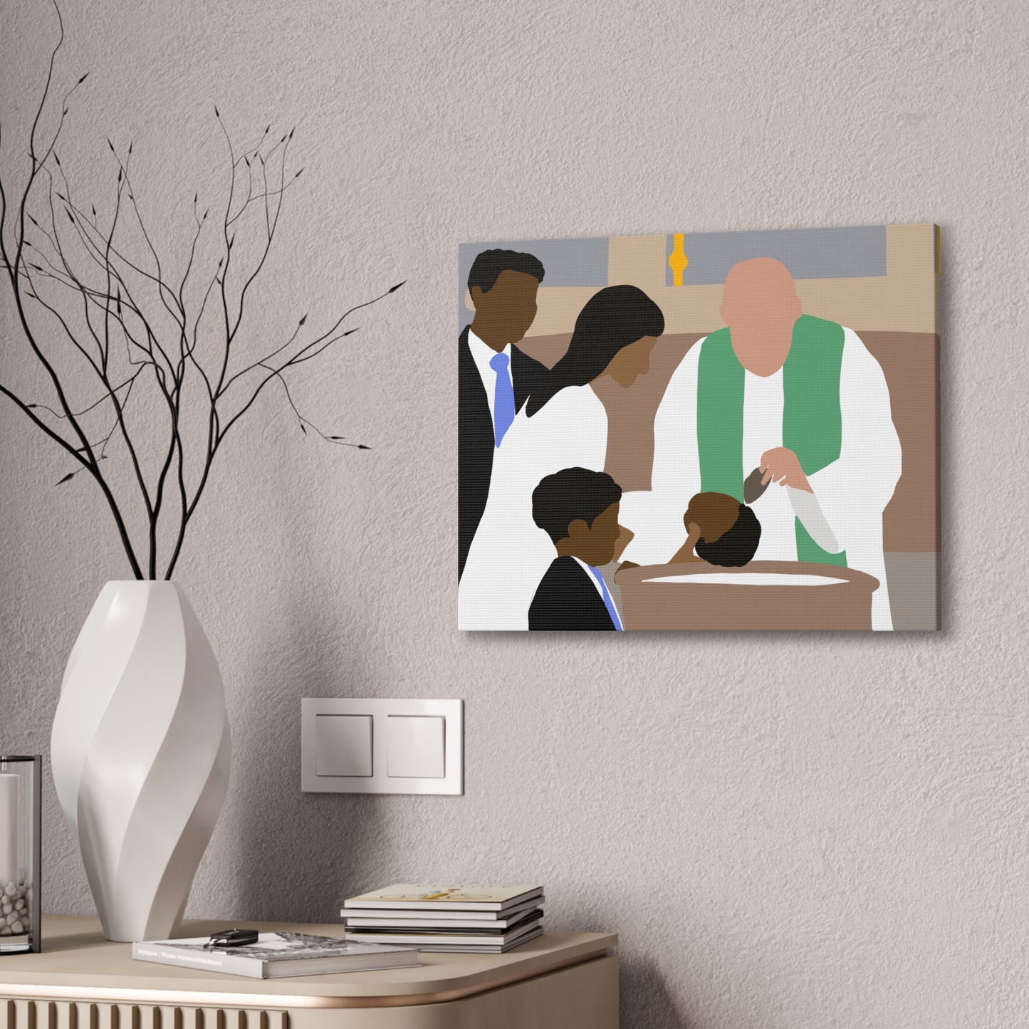 Haitian American Baptism Ceremony Canvas Print — Family Christening Wall Art