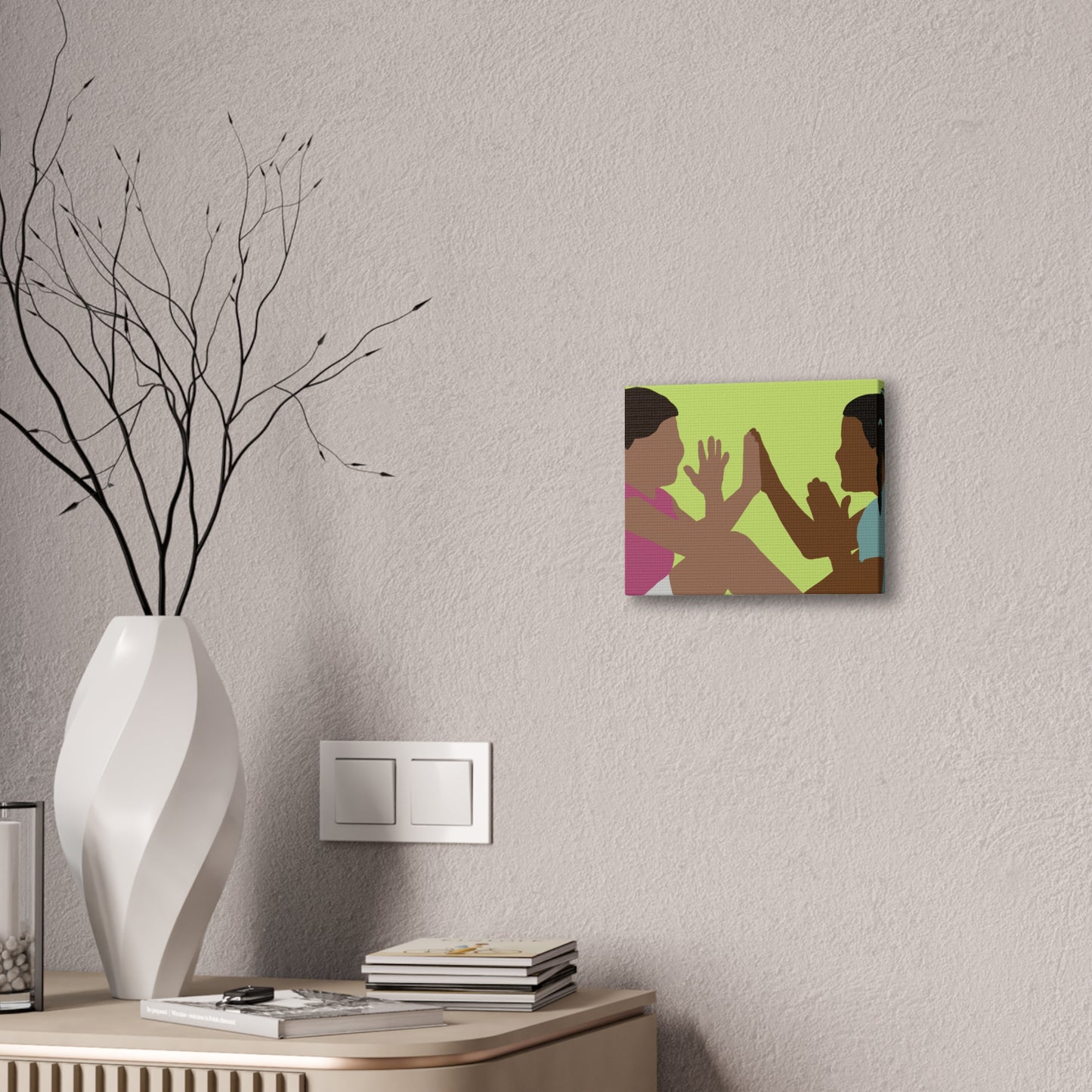 Canvas Wall Art - Kids Playing Hand-Clap Illustration (Stretched Canvas)