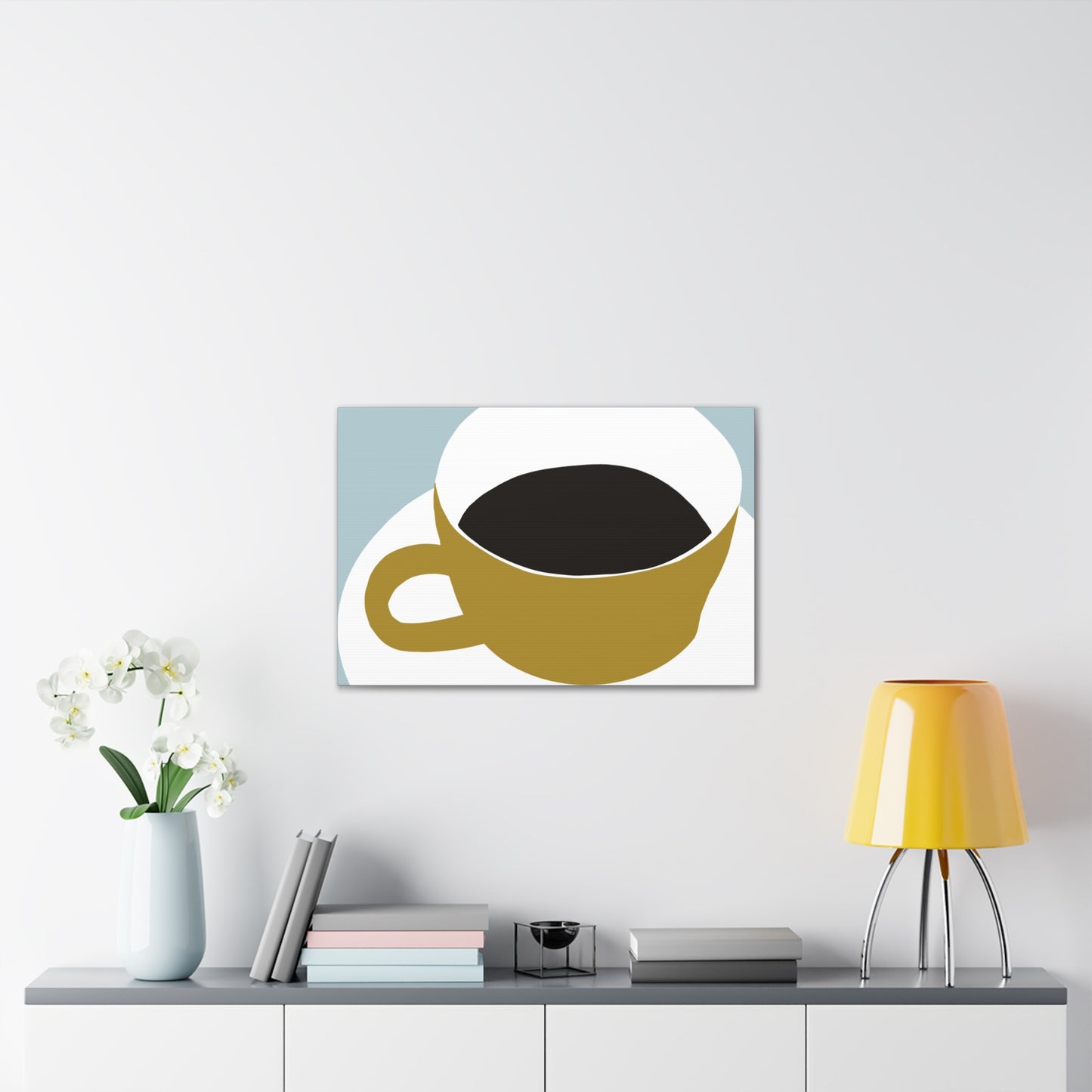 Minimalist Coffee Cup Canvas Wall Art — Modern Kitchen Decor
