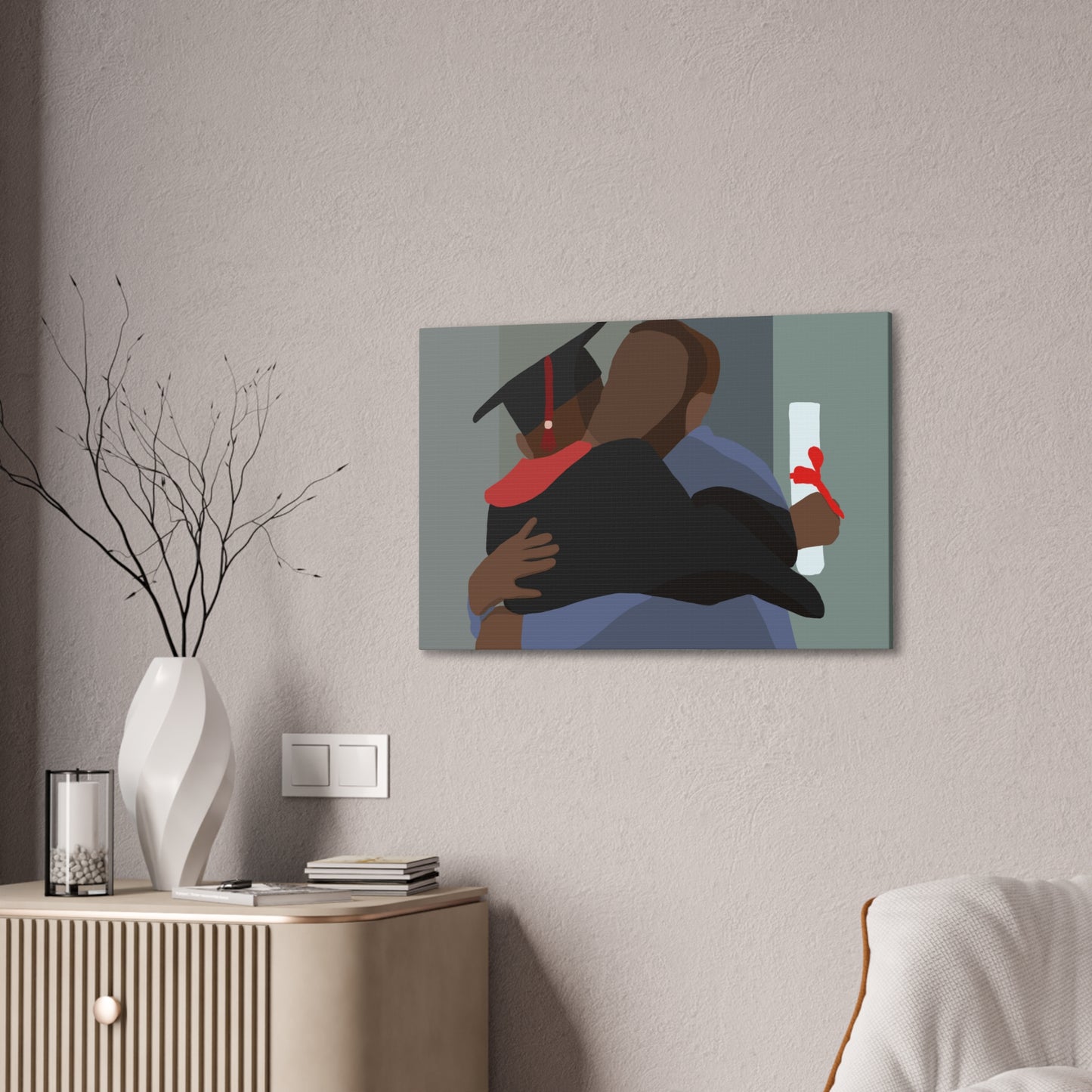 Haitian American Graduation Canvas Print — Proud Grad Hug Wall Art (Stretched 0.75")
