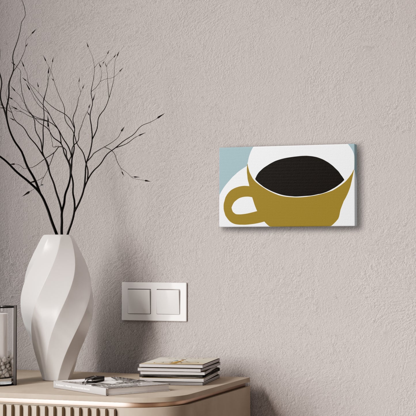 Minimalist Coffee Cup Canvas Wall Art — Modern Kitchen Decor