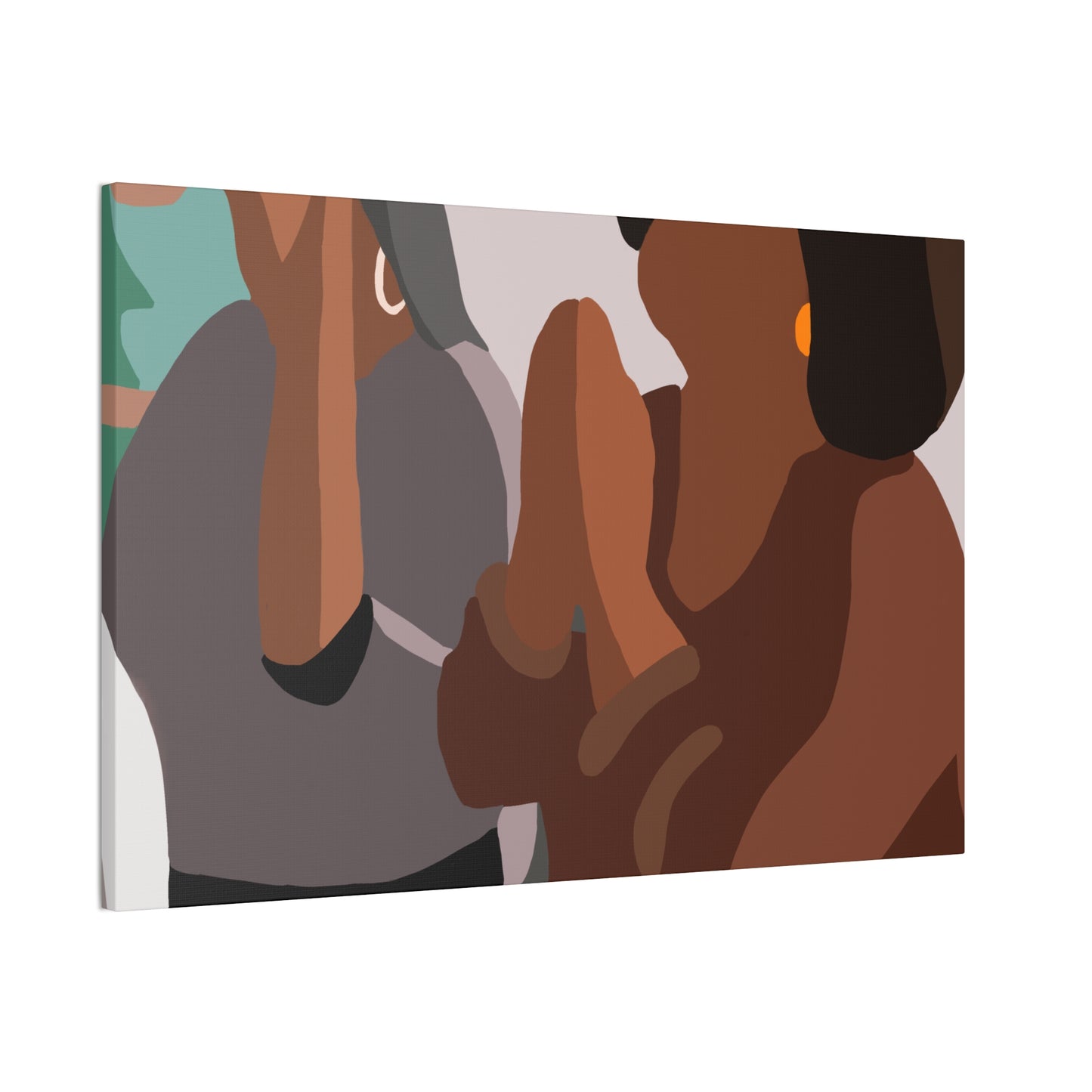 Haitian Women in Church Silhouette Canvas Wall Art – Calm Blue Spiritual Décor