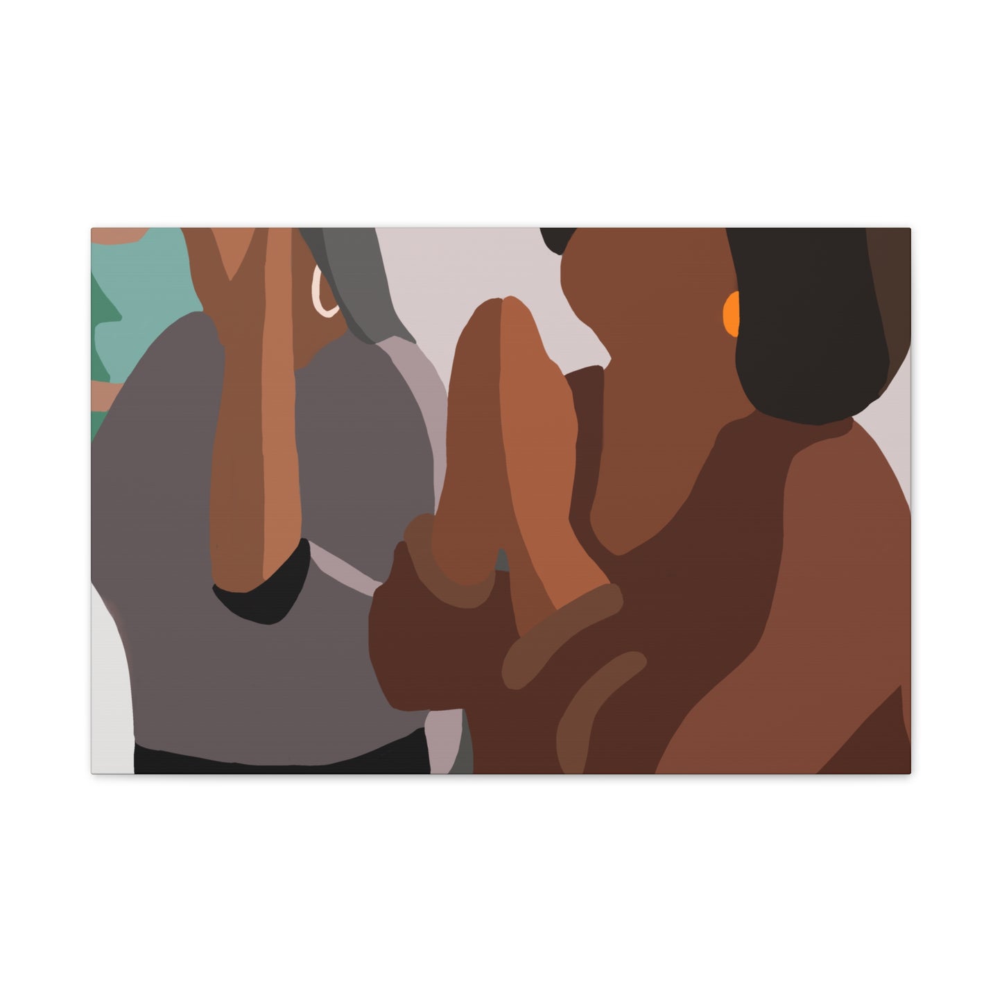 Haitian Women in Church Silhouette Canvas Wall Art – Calm Blue Spiritual Décor