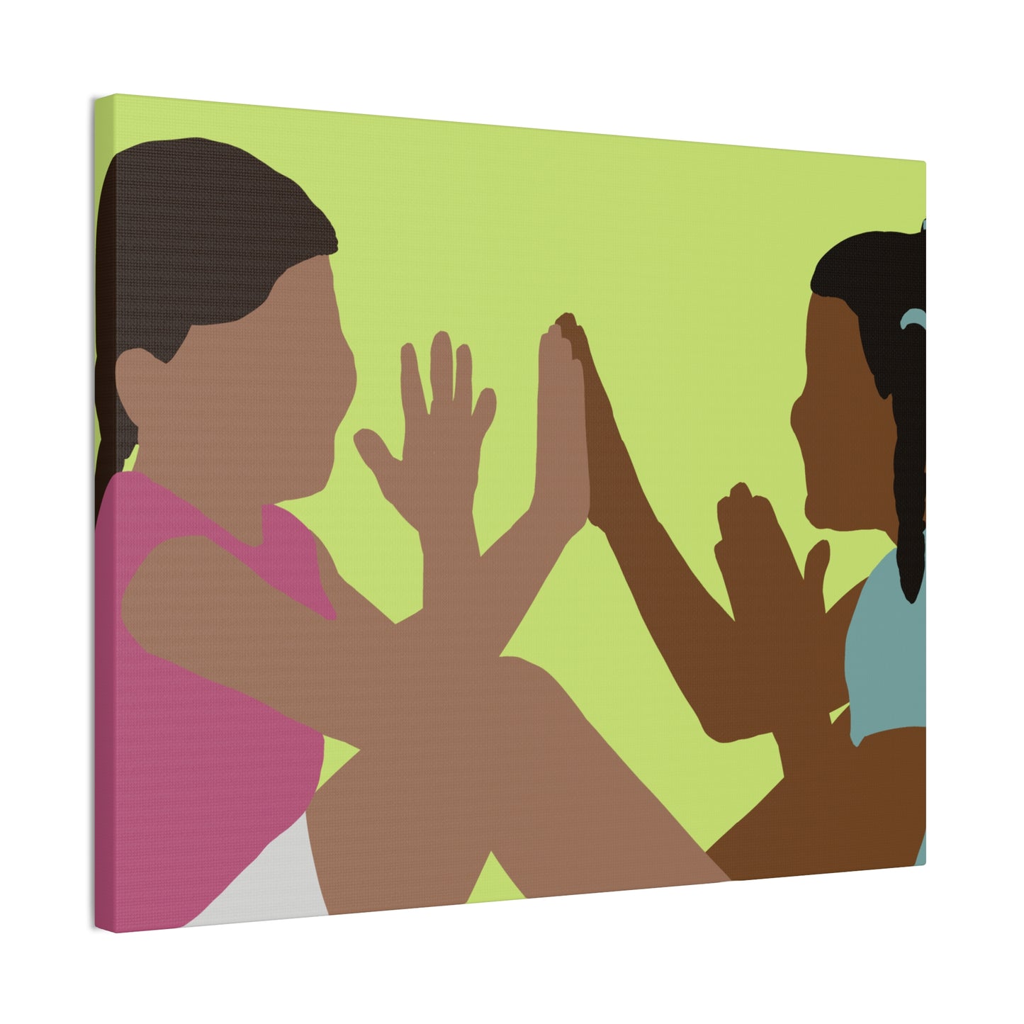 Canvas Wall Art - Kids Playing Hand-Clap Illustration (Stretched Canvas)
