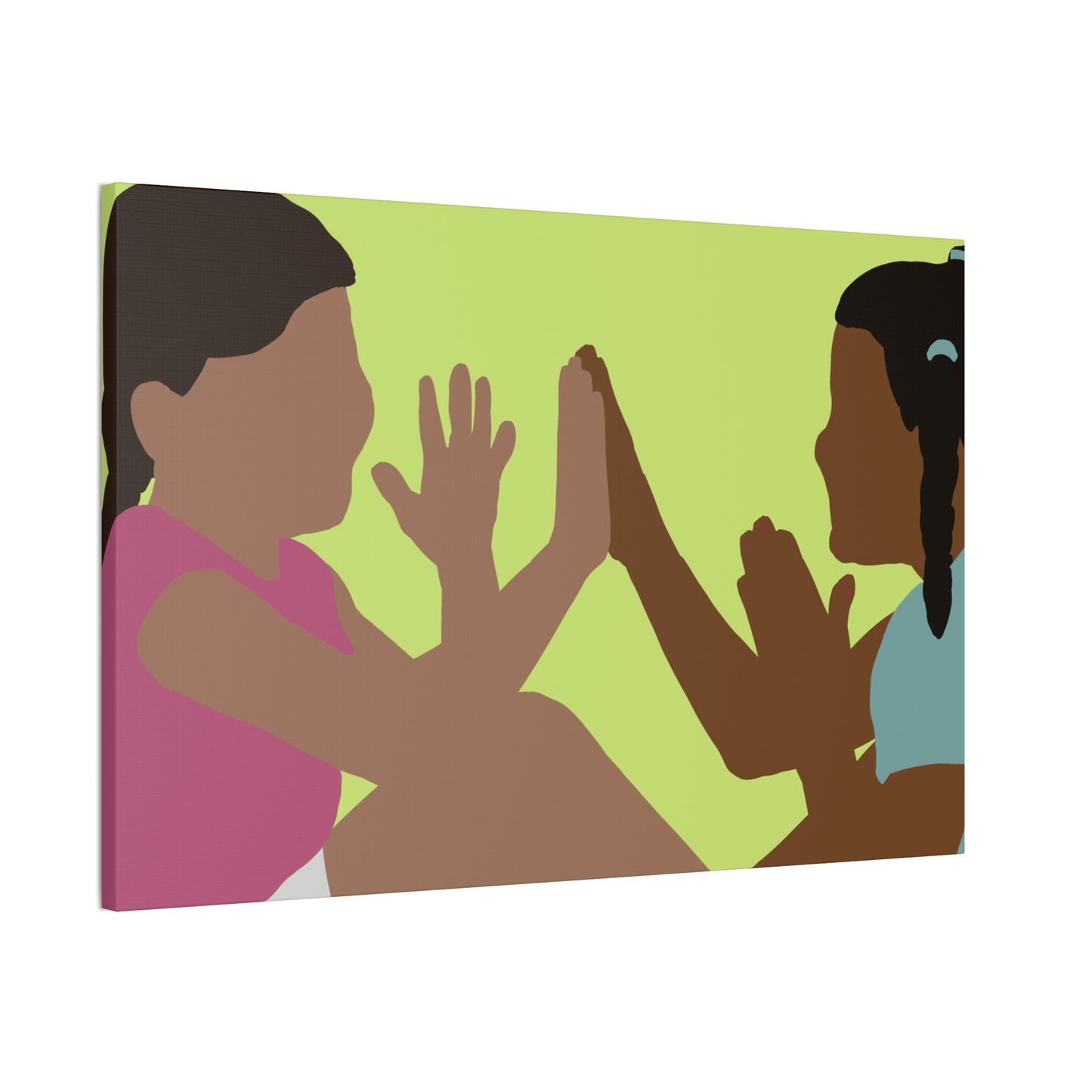 Canvas Wall Art - Kids Playing Hand-Clap Illustration (Stretched Canvas)