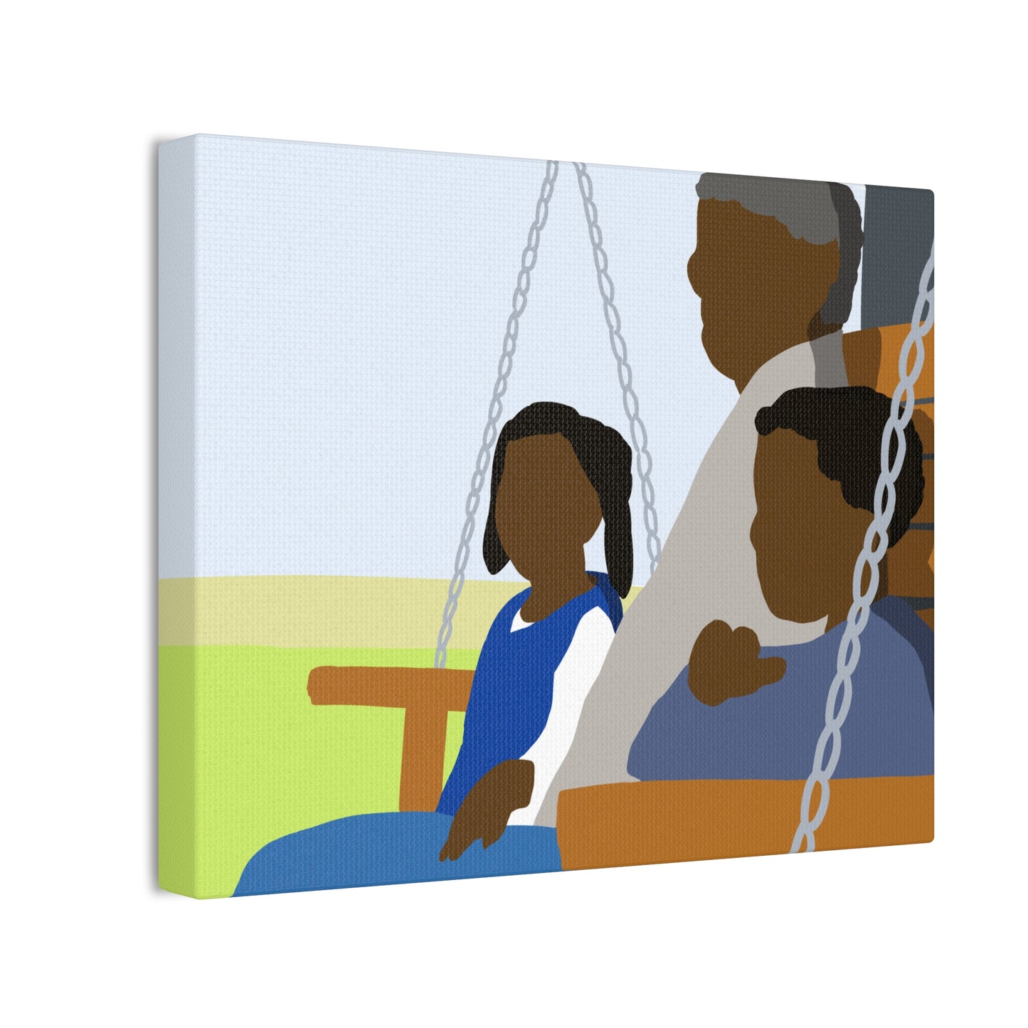 Haitian American Grandfather on Porch Swing Canvas Art — Family Love Wall Decor