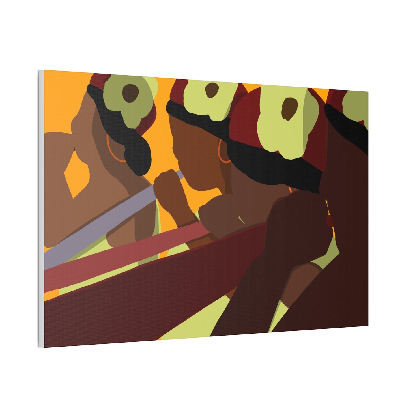 Stretched Canvas Art - Haitian American Floral-Headband Women Parade