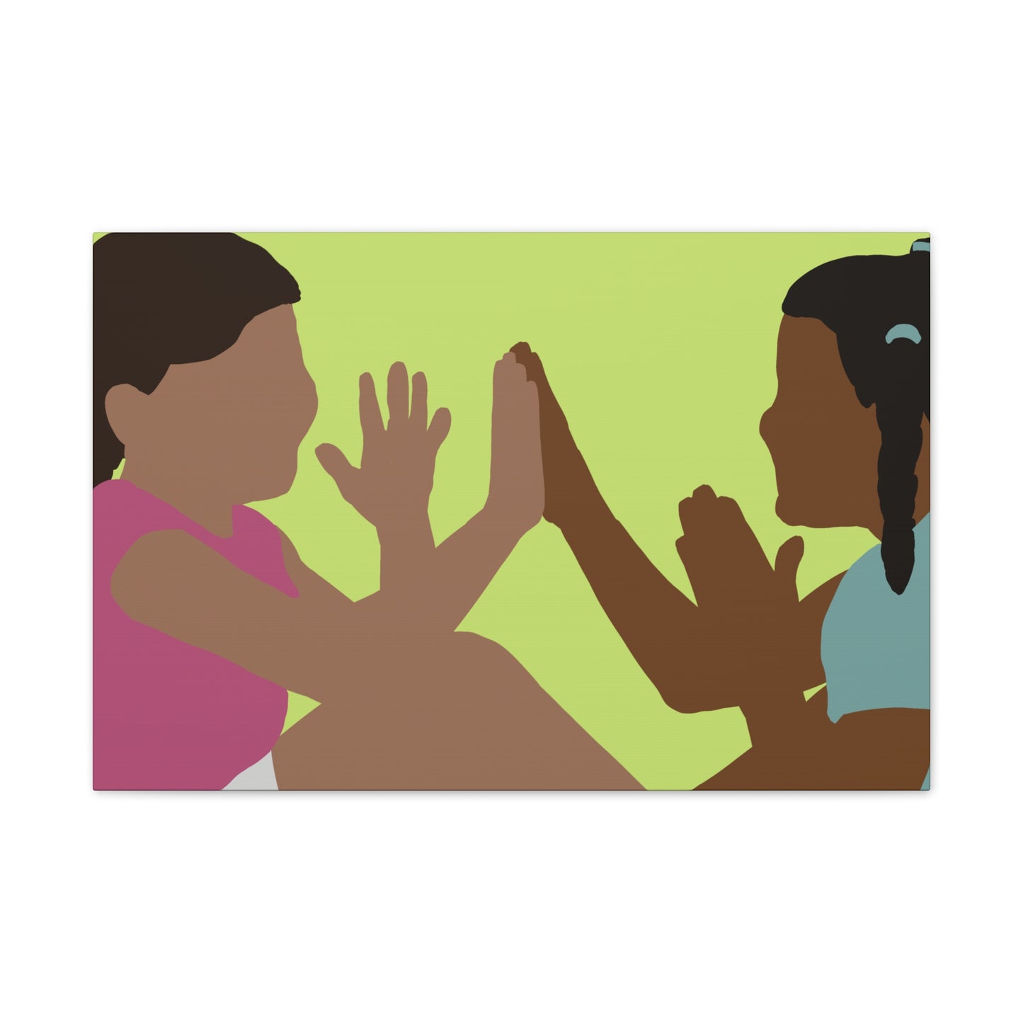 Canvas Wall Art - Kids Playing Hand-Clap Illustration (Stretched Canvas)