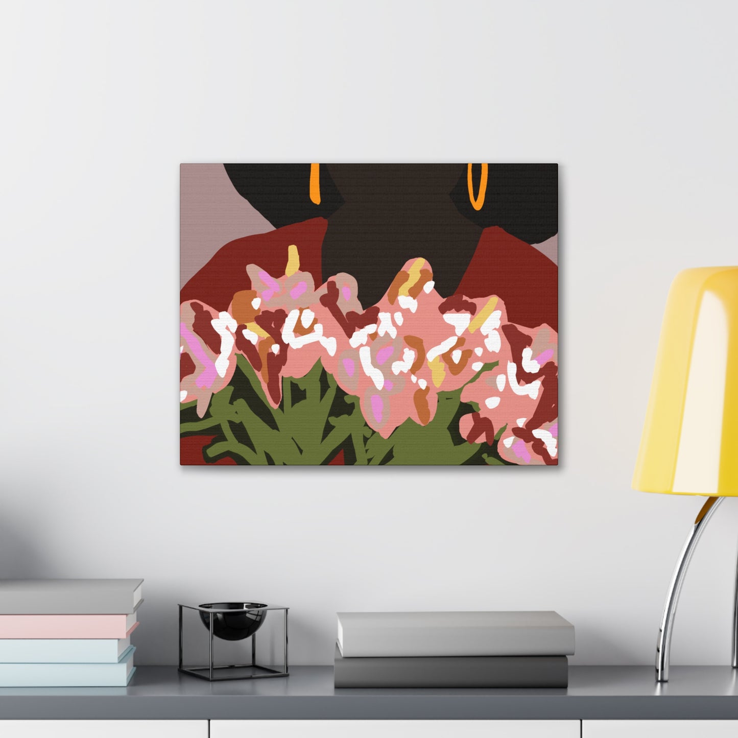 Floral Bouquet Haitian American Woman Canvas Print — Modern Minimalist Wall Art