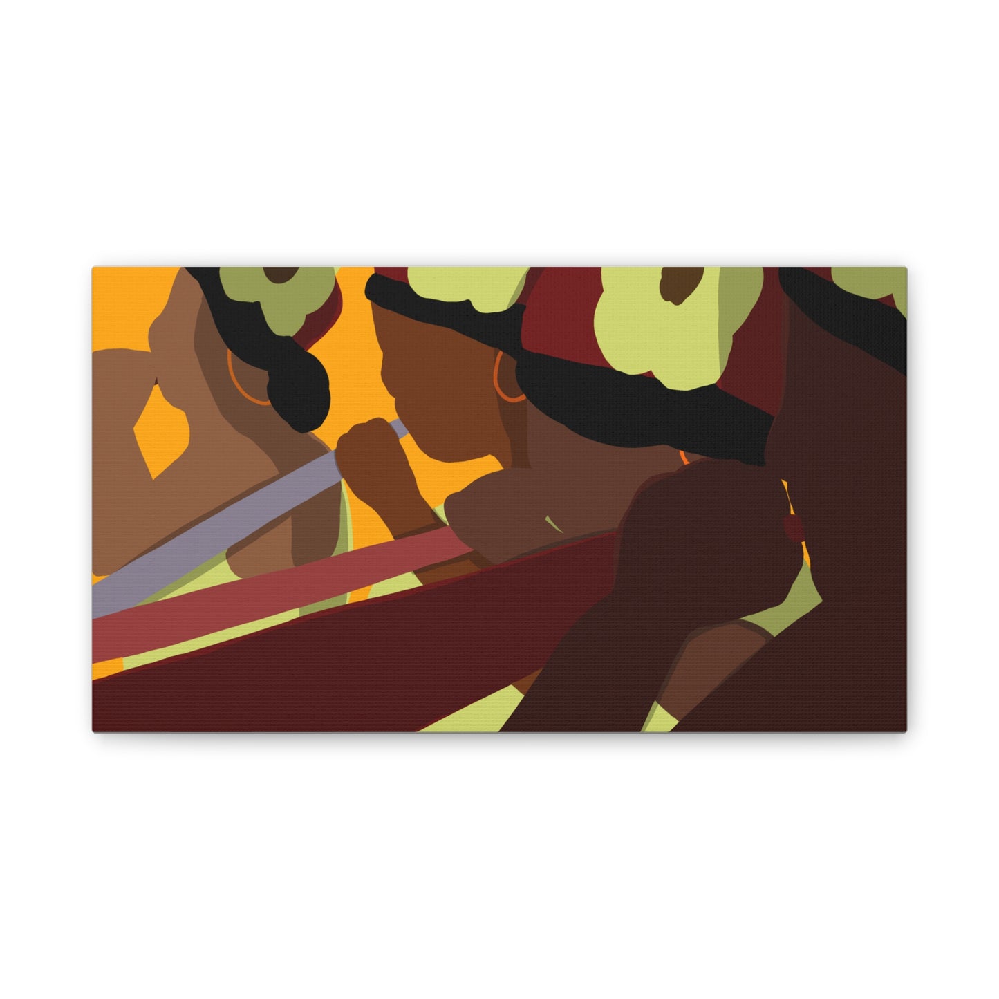 Stretched Canvas Art - Haitian American Floral-Headband Women Parade