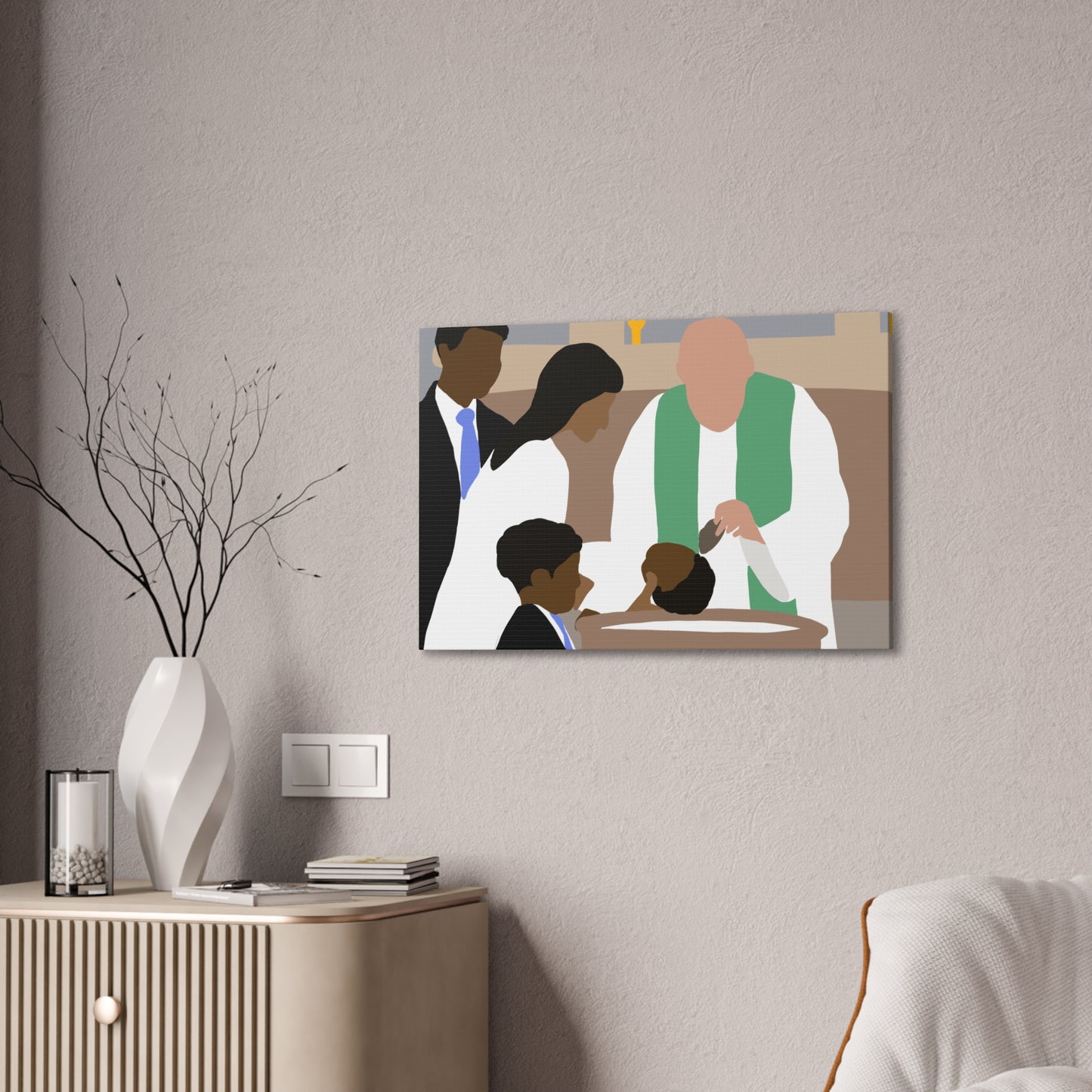 Haitian American Baptism Ceremony Canvas Print — Family Christening Wall Art