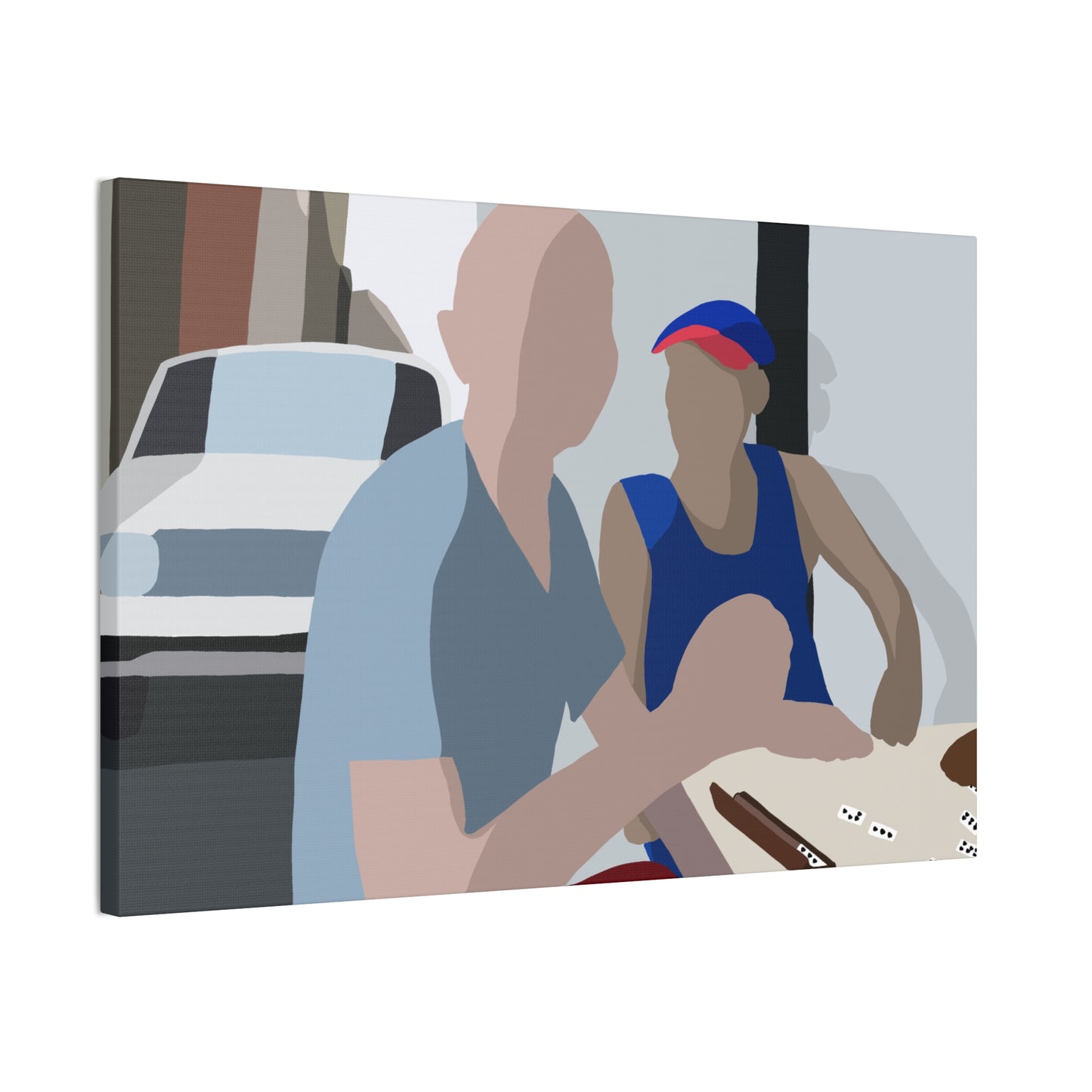 Haitian American Dominoes Canvas Print — Minimalist Street Scene Wall Art