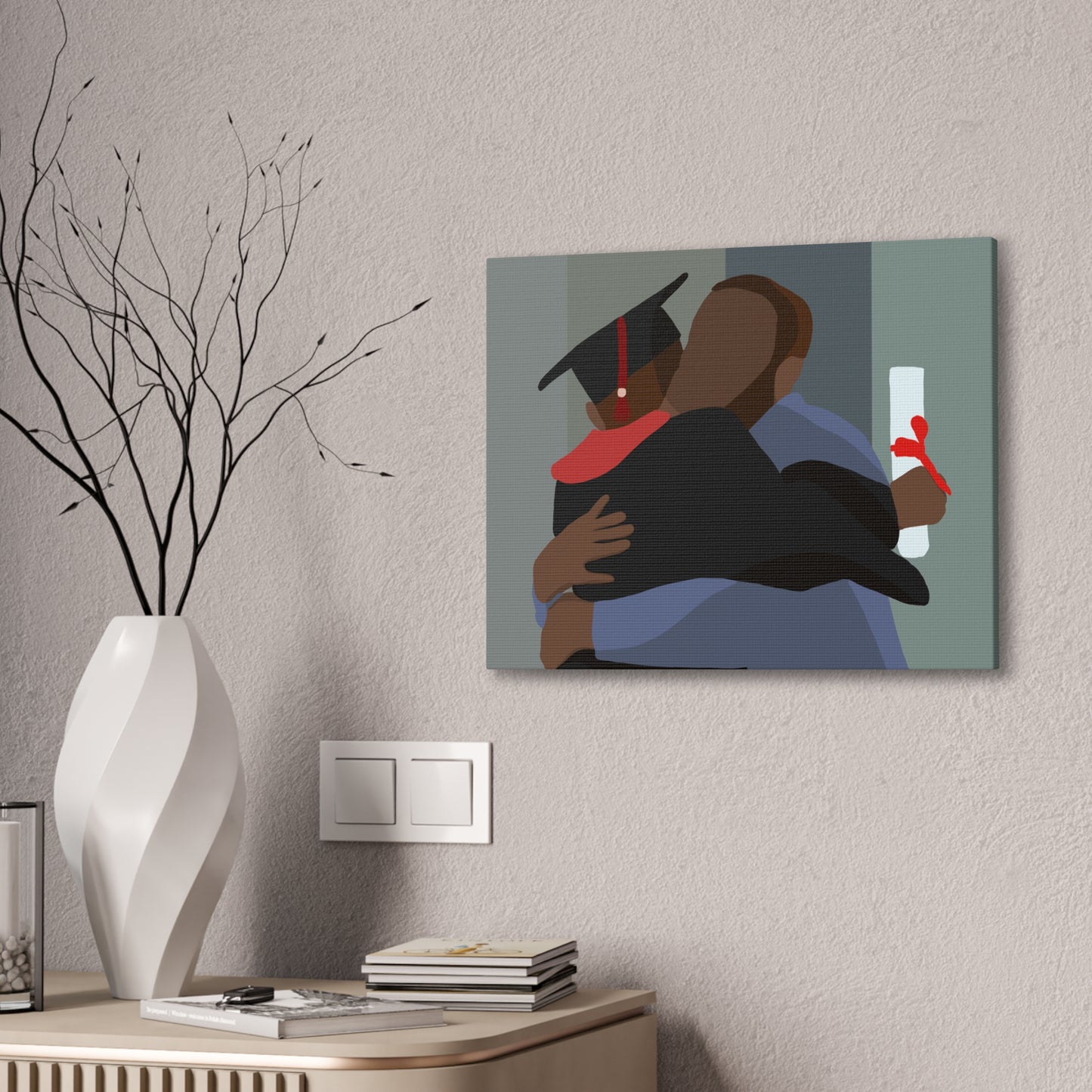 Haitian American Graduation Canvas Print — Proud Grad Hug Wall Art (Stretched 0.75")