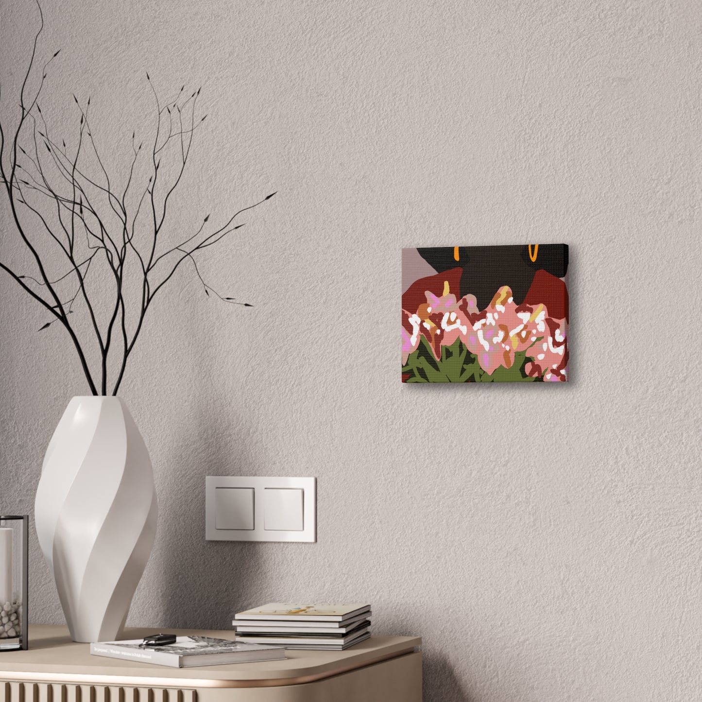 Floral Bouquet Haitian American Woman Canvas Print — Modern Minimalist Wall Art