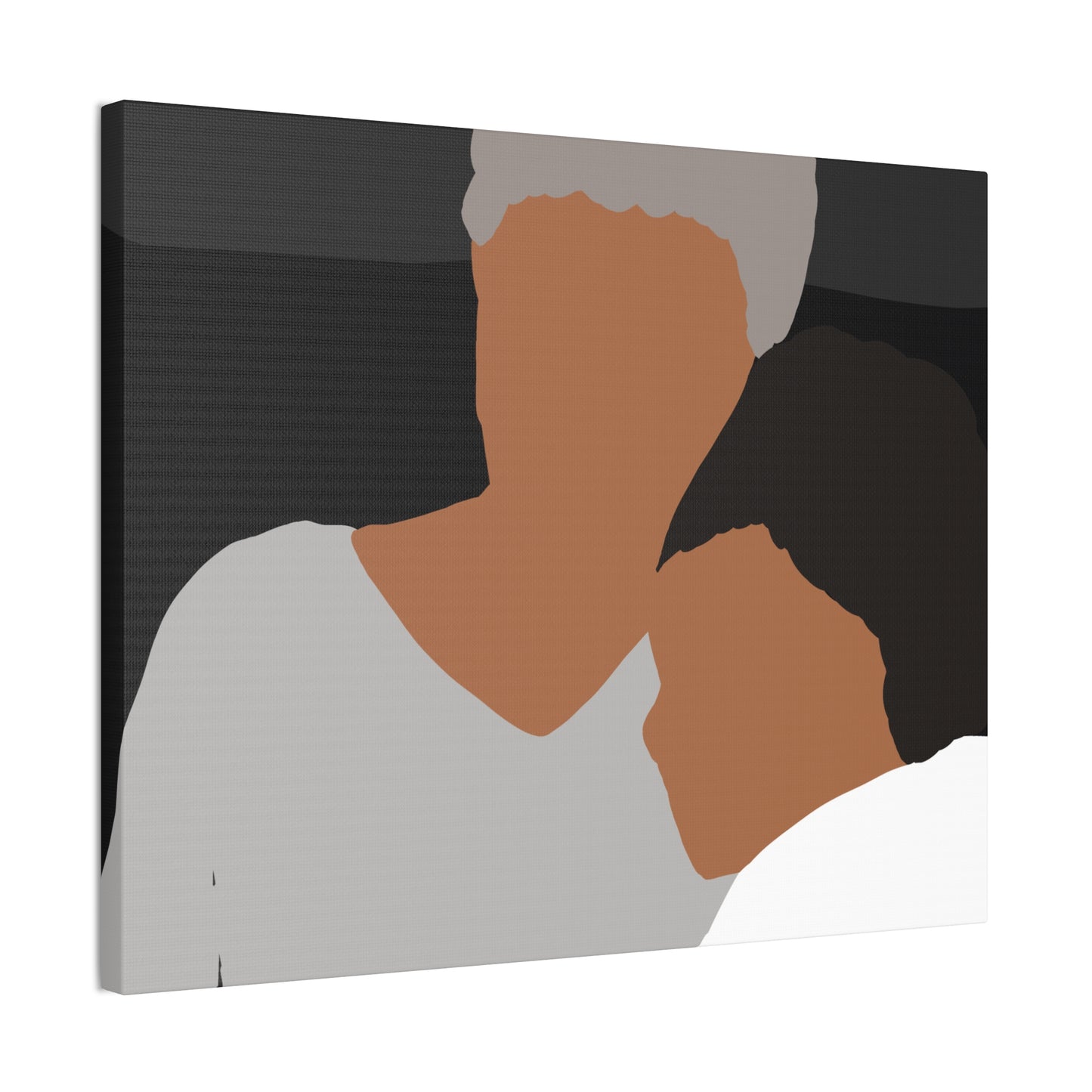 Abstract Haitian American Grandmother &Child Canvas Wall Art – Minimalist Family Portrait