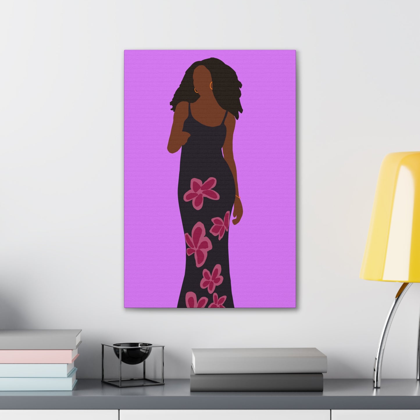 Canvas Print — Elegant Haitian American Woman in Floral Maxi Dress Wall Art