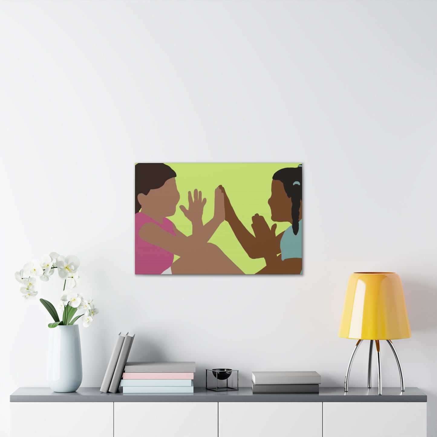 Canvas Wall Art - Kids Playing Hand-Clap Illustration (Stretched Canvas)