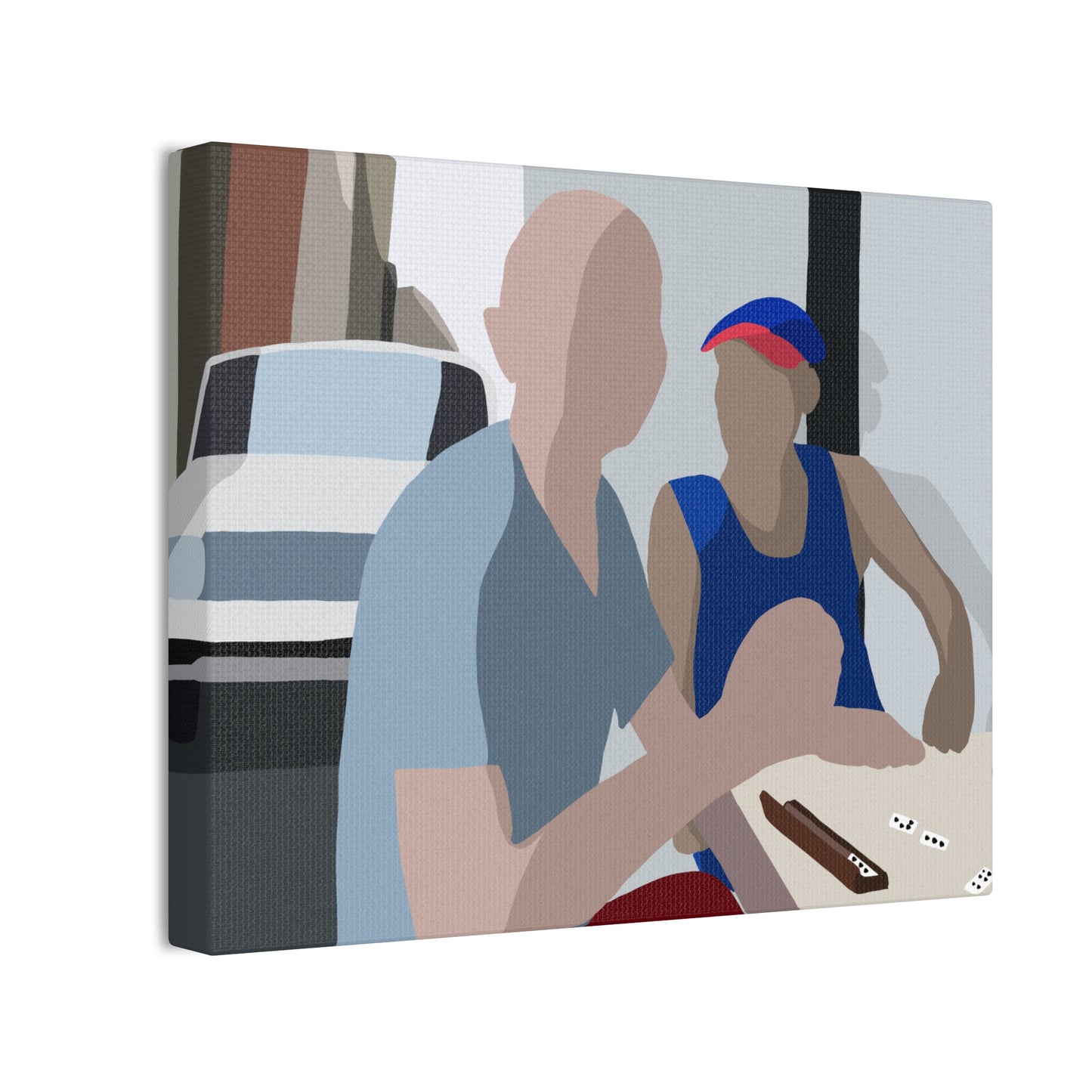 Haitian American Dominoes Canvas Print — Minimalist Street Scene Wall Art