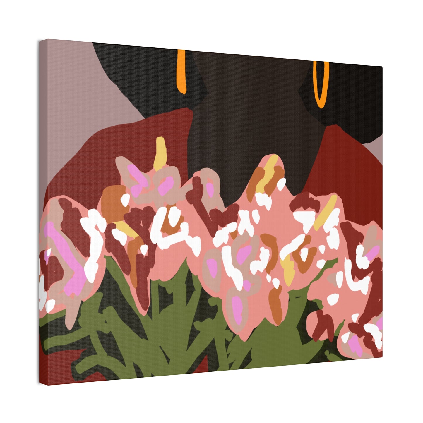 Floral Bouquet Haitian American Woman Canvas Print — Modern Minimalist Wall Art