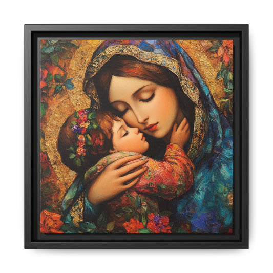 Framed Religious Art Canvas - Mother and Child Portrait 1 - Mother’s Day